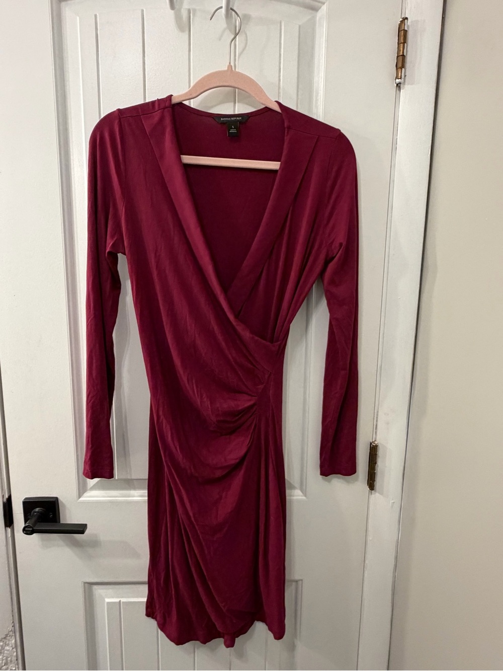 Banana Republic Long-Sleeve Wrap Dress - Burgundy